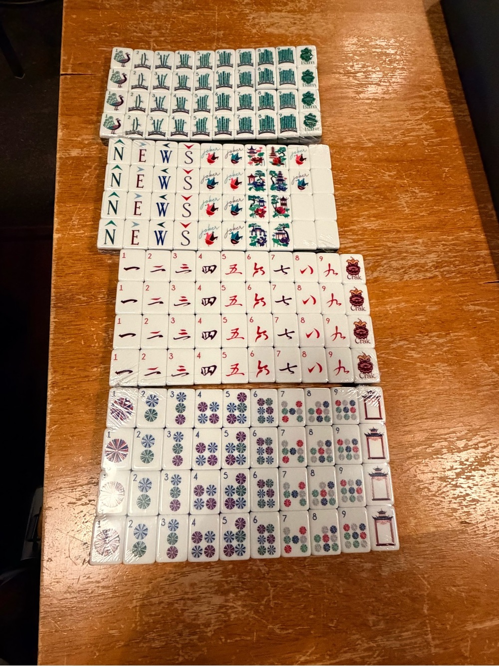Complete Mahjong Tile Set with cadet Blue backs NIP stacked etched - Picture 3 of 4